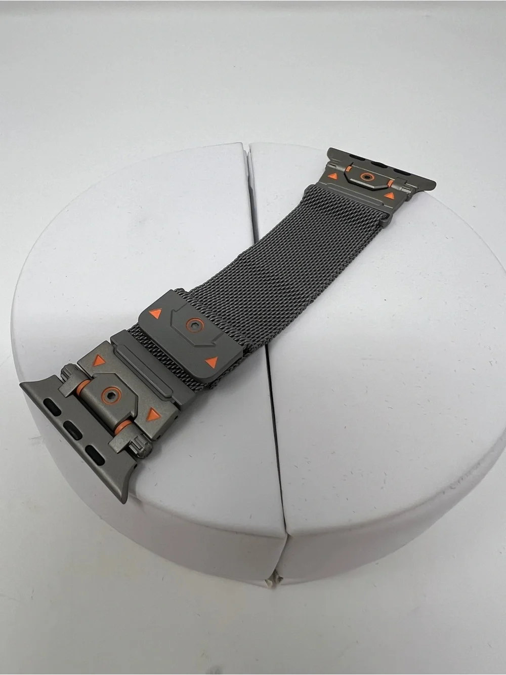 Steel Mesh Watch Band Strap with Orange Accents for Apple Watch Band
